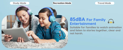 AWATRUE HK07 Kids Wired Headphones Stereo Sound Earphone with Mic Music Study Headset Limited Volume 74dB/85dB for Children - Universal Market