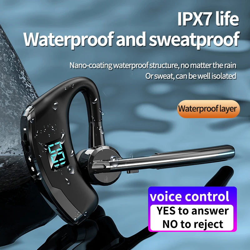New V8S Business Bluetooth Headset with LED Digital Display HD Mic Car Driving hands-free Call Sports Music Long Standby Earphon - Universal Market