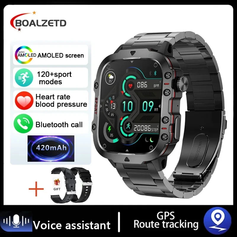 2025 Outdoor Smart Watch Men 2.01" Screen 3ATM Waterproof Watches Bluetooth Call Ai Voice Sport Smartwatch For Android IOS Phone