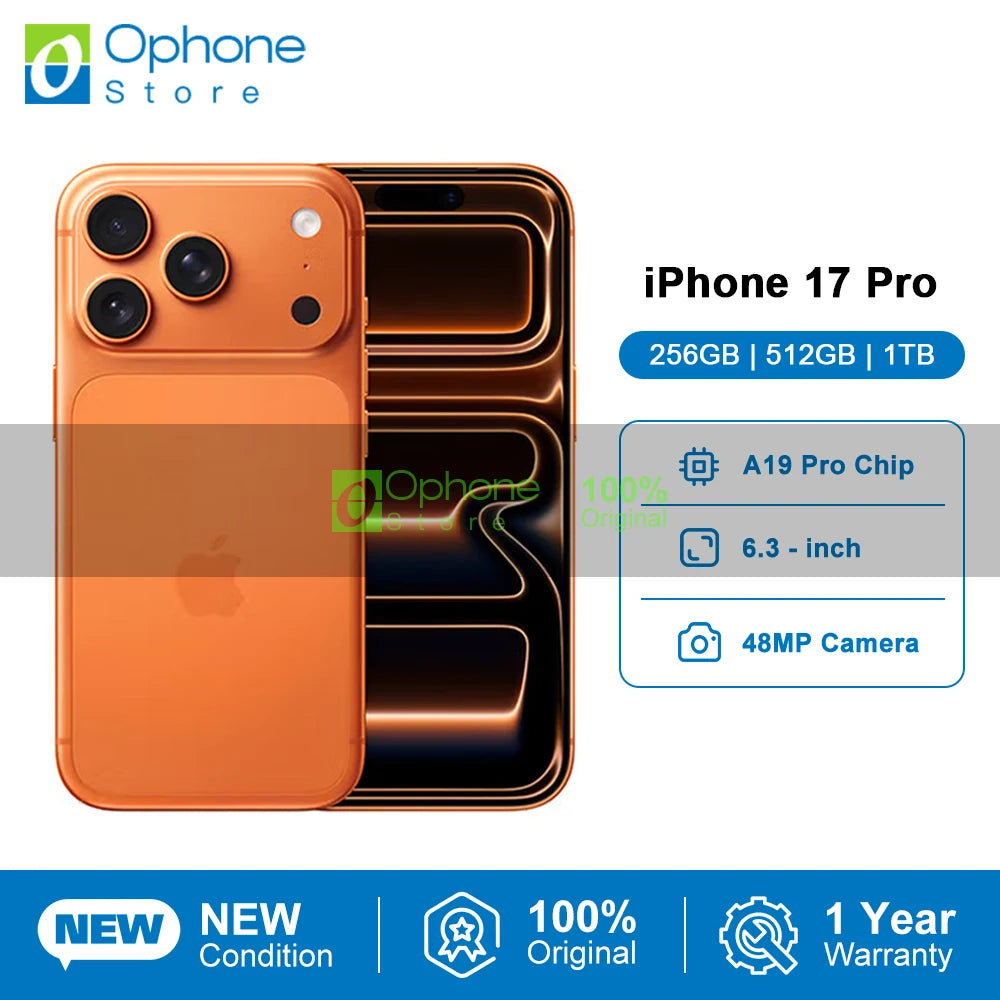 New iPhone 17 Pro 5G Smartphone A19 Pro 120Hz 6.3″ XDR Display 48MP Main Camera Bluetooth 6 eSIM Camera Control Action Button