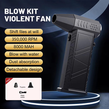350000 RPM 8000mAh Pocket Dust Blower Mini Turbo Jet Fan Rechargeable 58m/s Turbo Violent Fan Powerful Blower for Cleaning