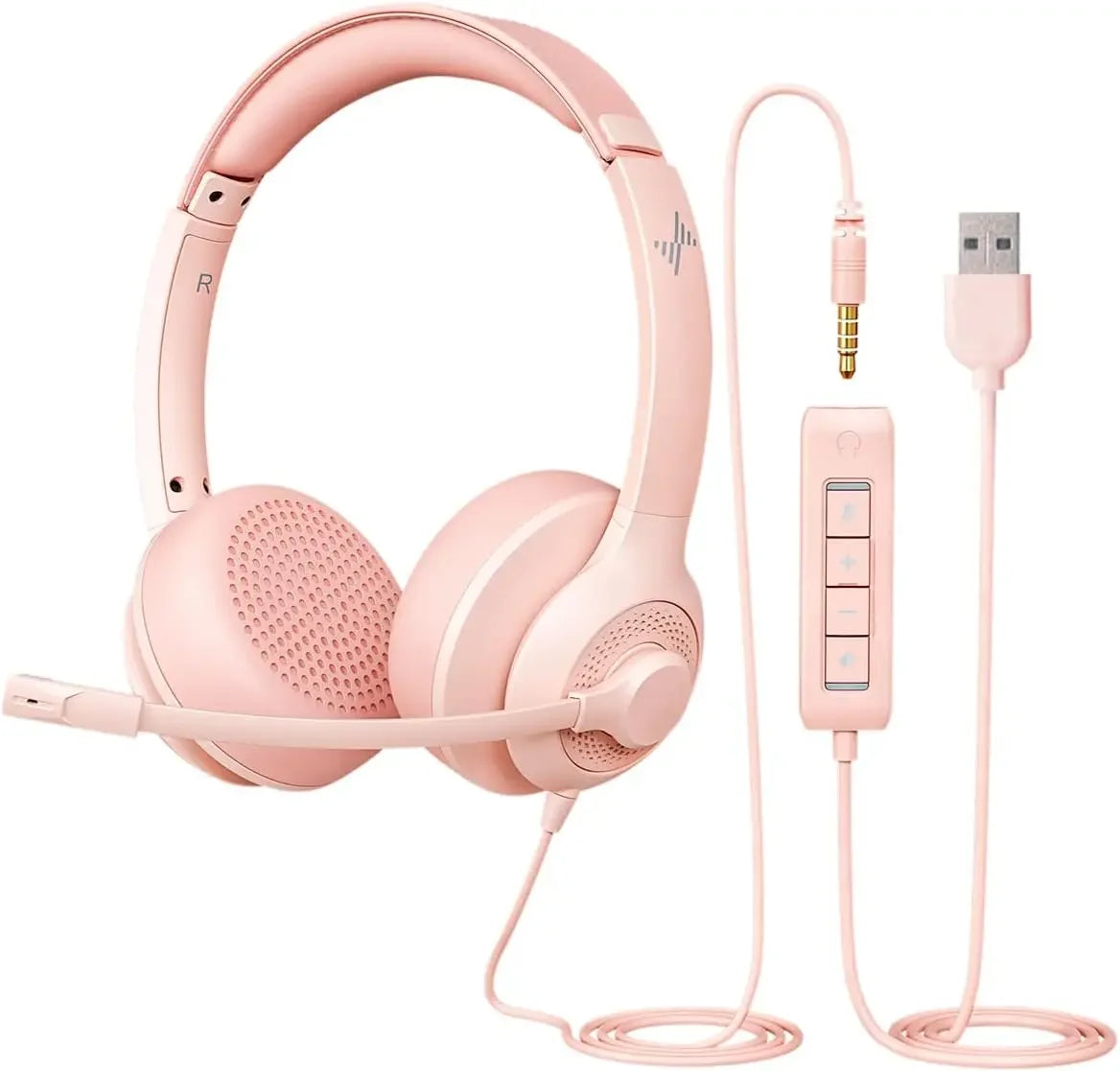 JIAMQISHI USB Headset PC Computer Headphones with Noise Cancelling MIC in-line Control for Home Office Online Class Skype Zoom - Universal Market