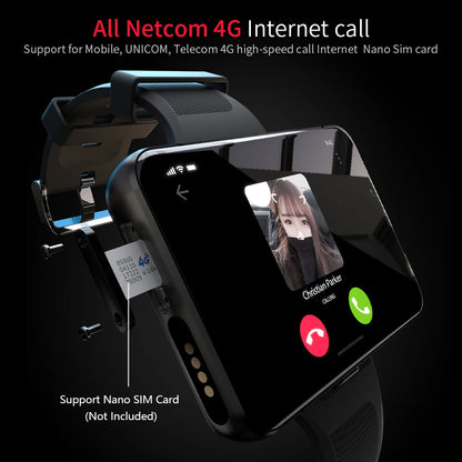LOKMAT APPLLP MAX 4G Smart Watch Phone 4GB+64GB 2.88-inch Full Touch 5MP+13MP Camera Video Chat Wifi Sports Smartwatch Men Women