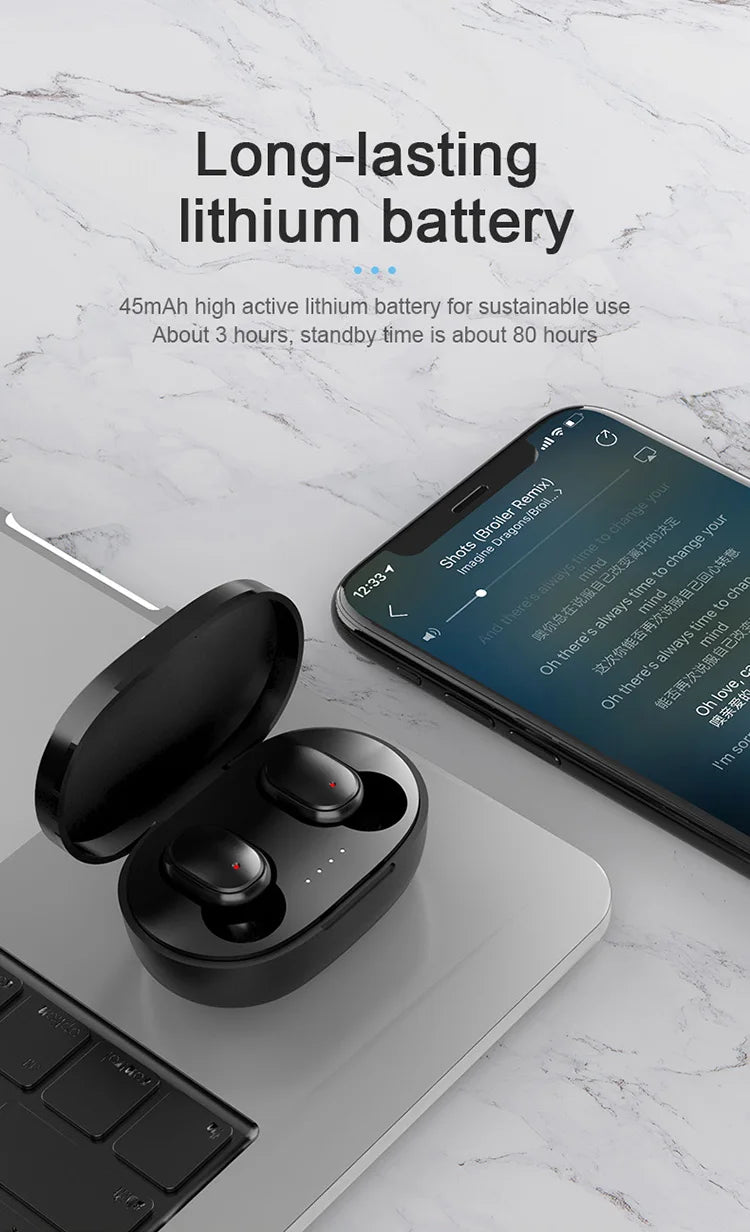 Original A6S TWS Headset Wireless Earphones Bluetooth Headphones Sport Stereo Fone Bluetooth Earbuds for Xiaomi Huawei iPhone - Universal Market