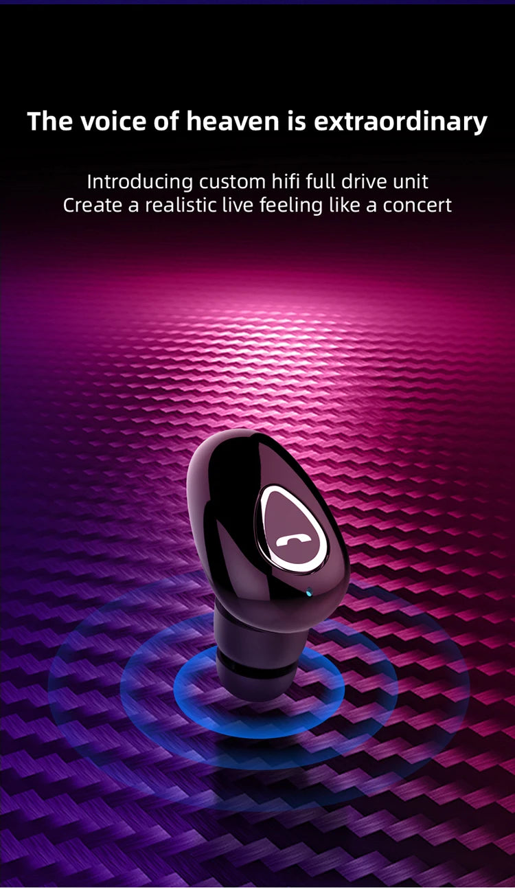 Mini Invisible Earphones Bluetooth 5.0 Wireless Headphones Hands Free Sports In-Ear Earbuds HiFi Music Gaming Headset with Mic - Universal Market
