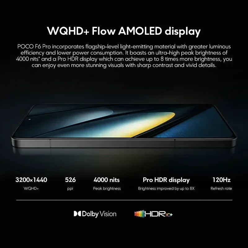 NEW 5G POCO F6 Pro Global Version Smartphone 256GB 512GB 1TB Snapdragon® 8 Gen 2 120W HyperCharge WQHD+120Hz Flow AMOLED Display