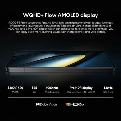 NEW 5G POCO F6 Pro Global Version Smartphone 256GB 512GB 1TB Snapdragon® 8 Gen 2 120W HyperCharge WQHD+120Hz Flow AMOLED Display