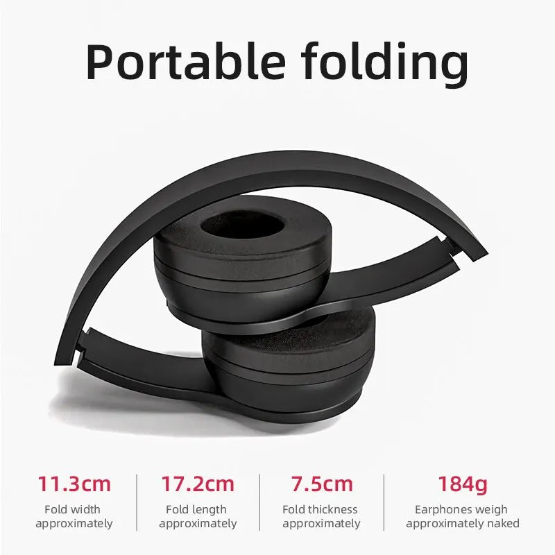 P47 Wireless Headphones Bluetooth 5.0 Earphones Foldable HIFI Stereo Bass for Music Gaming Kid Girl Earphone for Smartphone - Universal Market