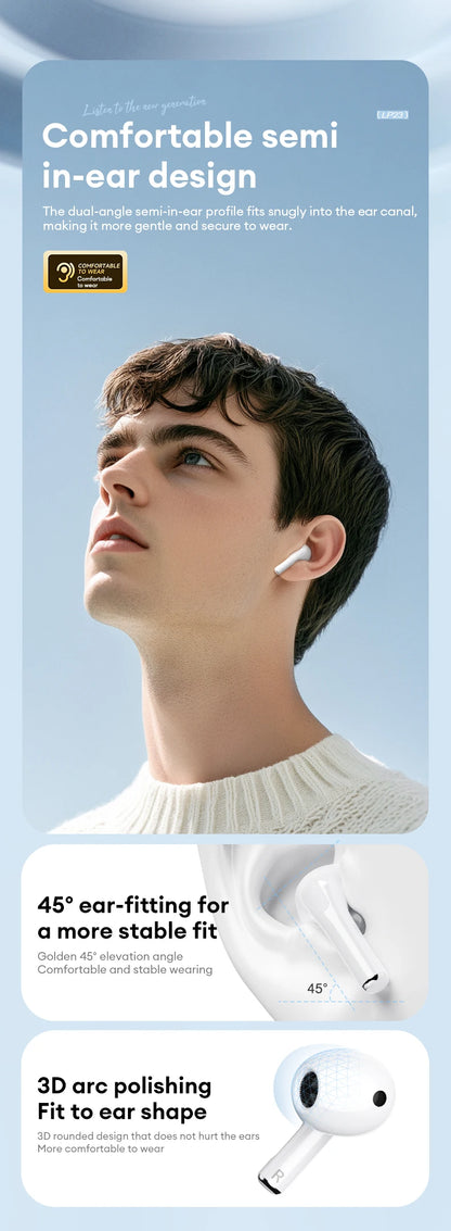 Choice Lenovo LP23 Bluetooth 5.4 Earphones HiFi Music Headset Wireless TWS Headphones Noise Reduction Sport Gaming Headphones - Universal Market
