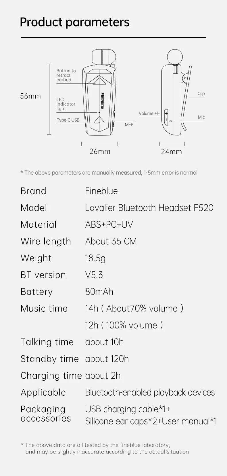 Fineblue F520 Mini Wireless Earphone Bluetooth 5.3 Retractable Headset in Lotus One Ear Calls Remind Vibration Sport Headphone - Universal Market