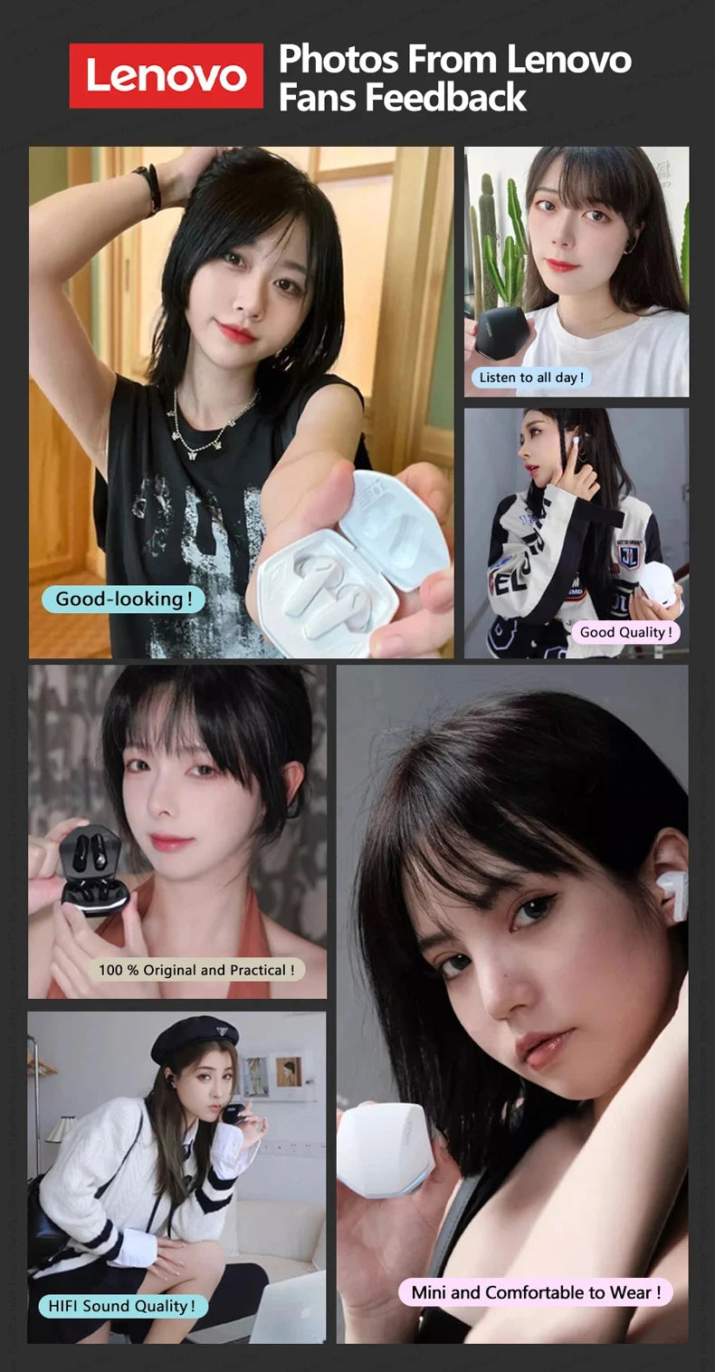 Lenovo GM2Pro Wireless Bluetooth Headset LED Light Waterproof Noise Cancelling Earbuds Wireless Headphones Bluetooth Earphones - Universal Market