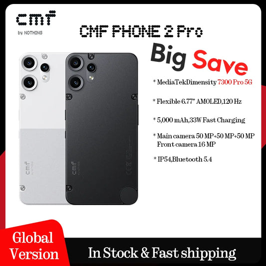 CMF Phone 2 Pro Global Version 6.77 AMOLED 120Hz MediaTek Dimensity 7300 Pro 5G  5000 mAh   Main Camera 50MP  33W