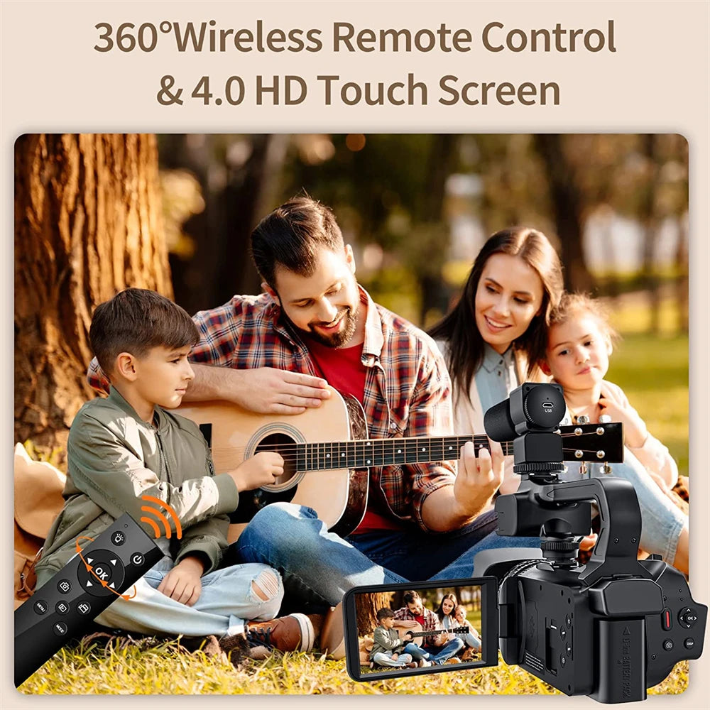 2025 Pro 4K 60FPS Digital Video Camera Photography Youtube Vlog Camcorder For Tiktok Live Stream Webcam 18X Zoom Rotate Touch - Universal Market