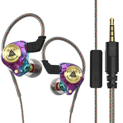 QKZ AK3 FiLe Wired Earphone with Microphone HiFi Music Monitor Bass Headphones Noise Cancelling Headset For Sport Gaming Earbuds - Universal Market