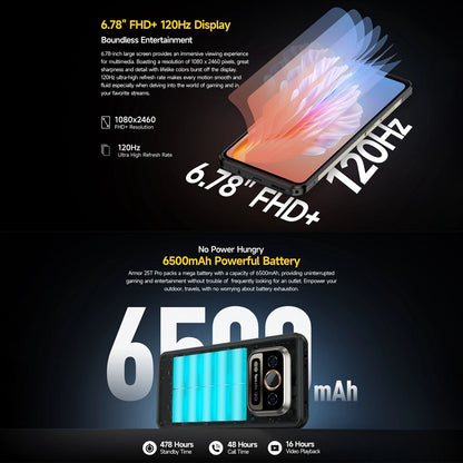Ulefone Armor 25T Pro 5G Rugged Smartphone Thermal Imaging Android 14 Waterproof 6.78'' 33W 50MP+64MP 6GB+256GB 6500mAh NFC