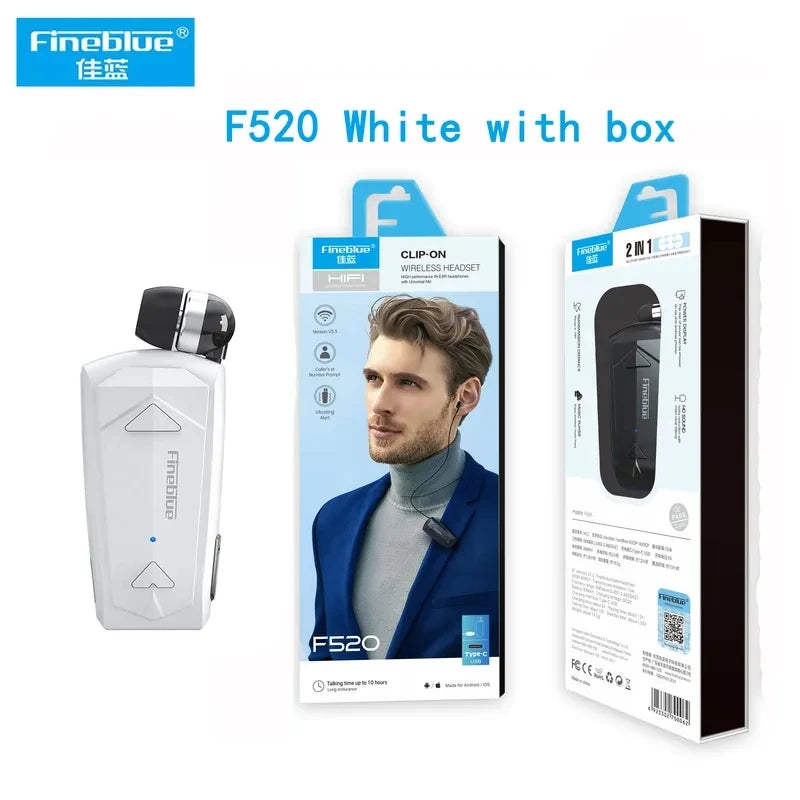 Fineblue F520 Mini Wireless Earphone Bluetooth 5.3 Retractable Headset in Lotus One Ear Calls Remind Vibration Sport Headphone - Universal Market