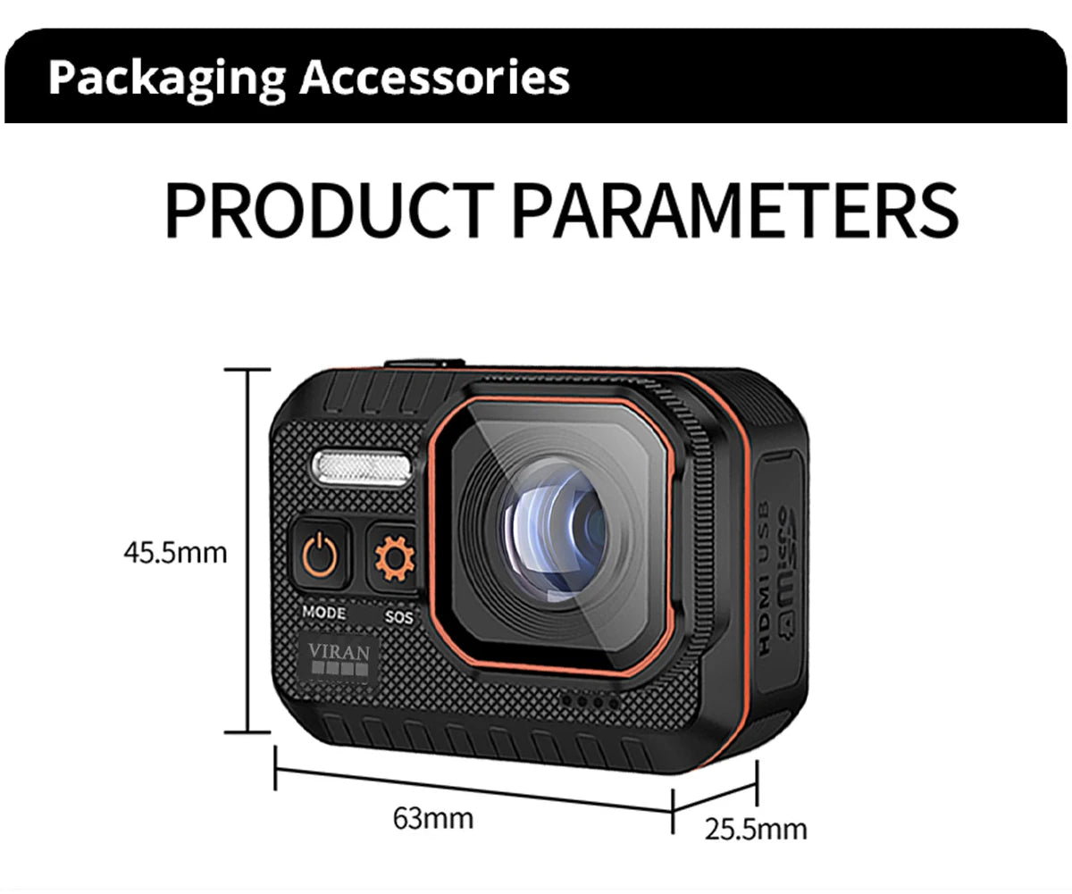 Action Camera 4K60FPS With Remote Control Screen Waterproof Sport Camera Drive Recorder Sports Camera Helmet Action Cam