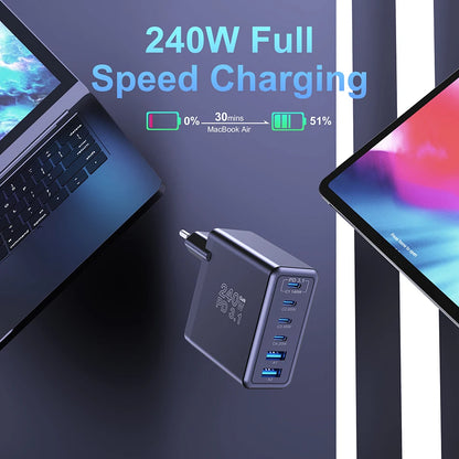 Ubigbuy 240W GaN Charger Fast Charging 140W PD3.1 PPS USB Type C Phone Quick Charger for MacBook Pro iPhone 16 Samsung Laptops