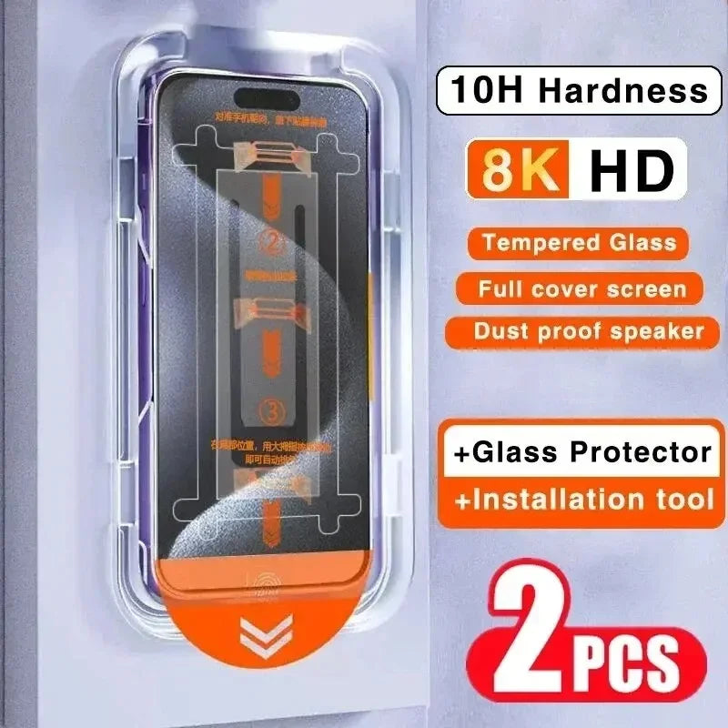 1-2PCs Privacy Screen Protector For iPhone 16 15 14 13 12 11 Pro Max XR XS X 8K Oleophobic Coating Dust free Installation Glass