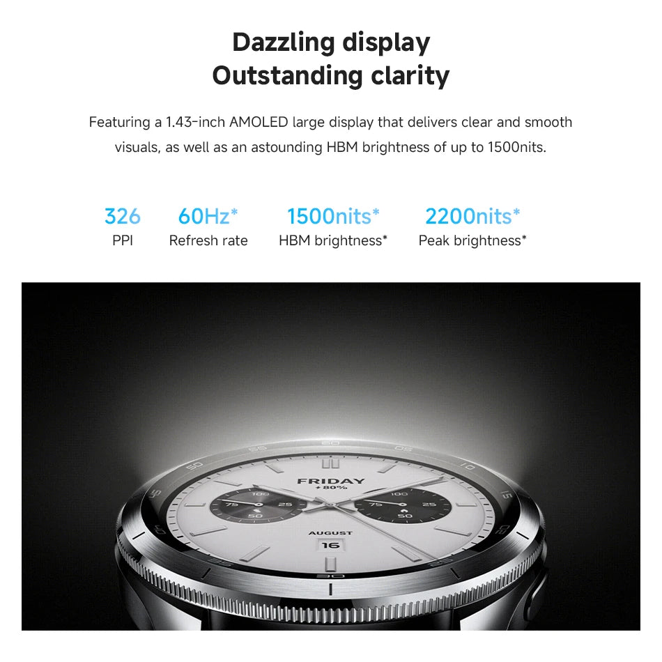 Global Version Xiaomi Watch S4 SmartWatch 1.43" AMOLED Display Wireless Charge Blood Oxygen Bluetooth Phone Call GPS Mi Watches