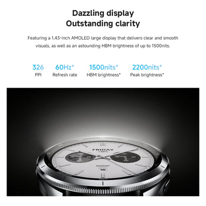 Global Version Xiaomi Watch S4 SmartWatch 1.43" AMOLED Display Wireless Charge Blood Oxygen Bluetooth Phone Call GPS Mi Watches