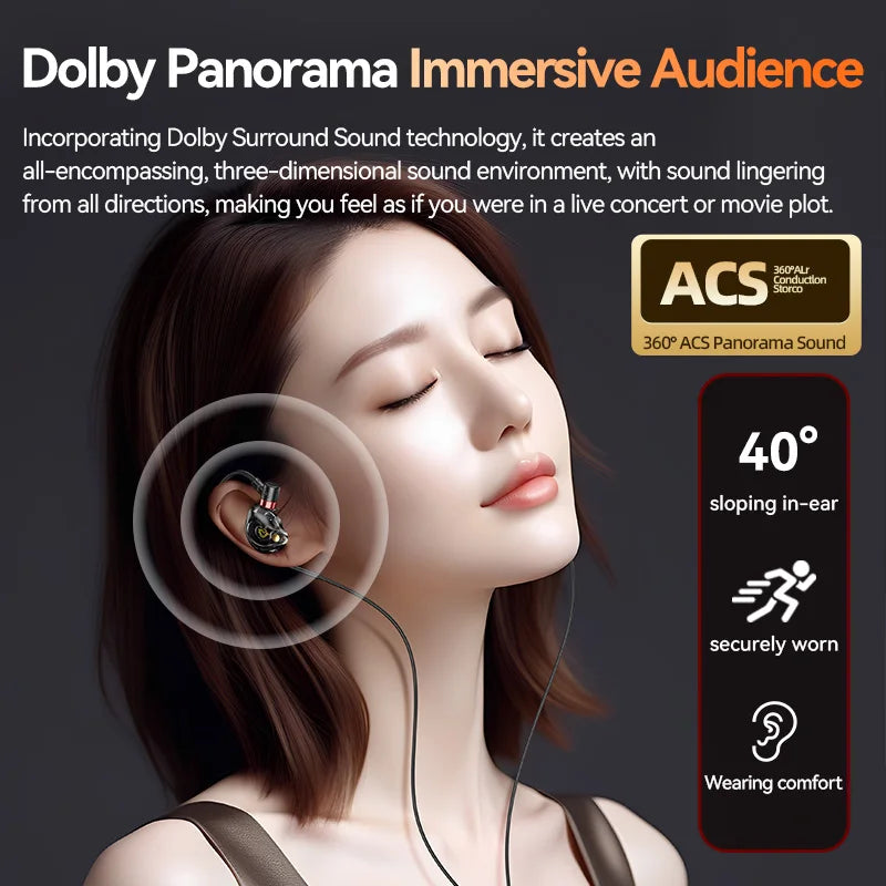 NEW 8D Surround Sound Gaming Earphones Type C&3.5mm Wired In Ear Earbuds Headphones Sports Gamer Headset for Samsung With HD Mic - Universal Market
