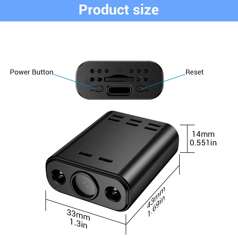 PEGATAH 5MP HD Mini WIFI Body Camera Built-in Battery Human Tracking IP Remote Monitoring IR Night Vision Protable Camcorders - Universal Market