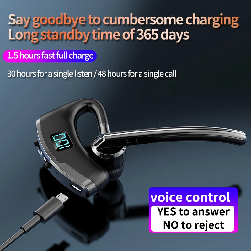 New V8S Business Bluetooth Headset with LED Digital Display HD Mic Car Driving hands-free Call Sports Music Long Standby Earphon - Universal Market