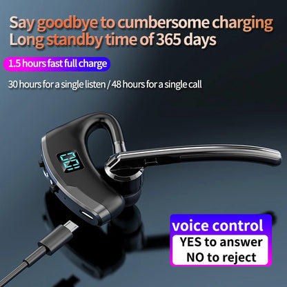 New V8S Business Bluetooth Headset with LED Digital Display HD Mic Car Driving hands-free Call Sports Music Long Standby Earphon - Universal Market