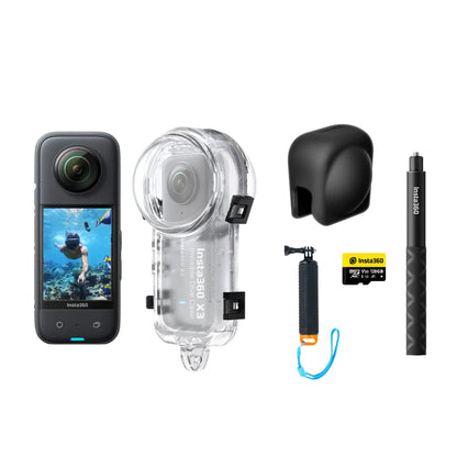 Insta360 X3 - Waterproof 360 Action Camera with 1/2" 48MP Sensors, 5.7K 360 Active HDR Video, 72MP 360 Photo, 4K Single-Lens