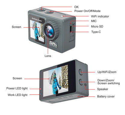 Action Camera 5K 4K bicycle camera Electronic Stabilizer Action cam WiFi sports video cameras Helmet Video Recording Cameras