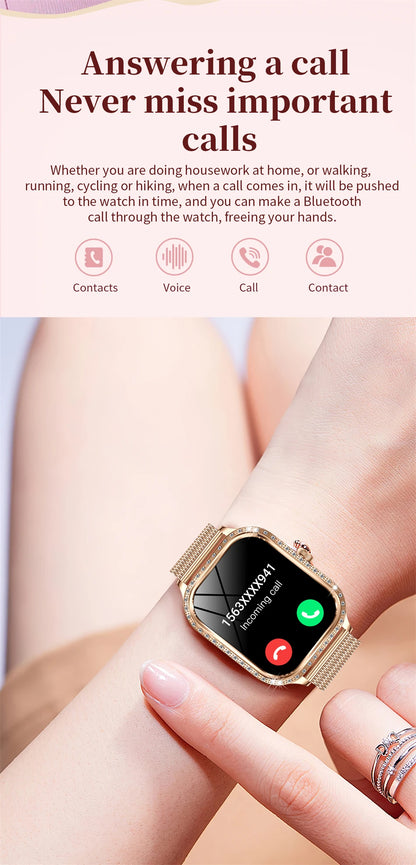 For Xiaomi Huawei New Women Smart Watch Heart Rate Blood Pressure Monitor Music Playback AI Voice Sports BT Calling SmartWatch