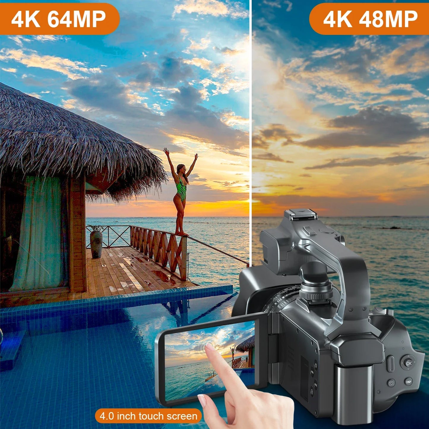 6K Professional Video Camera for Photography 18X Digital Zoom Night Vision Vlogging Camera 64MP WiFi Livestream Webcam Camcorder - Universal Market
