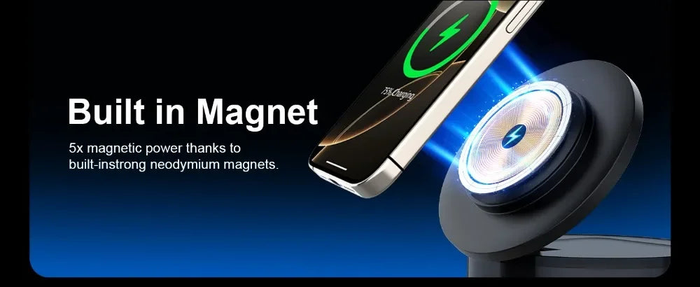 3 in 1 Magnetic Wireless Charger Speaker Night Light For iPhone 17 16 15 14 13 12 Pro Max Apple Watch AirPods Pro Fast Charging