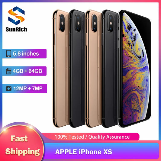 Original Apple iPhone XS 4G LTE Mobile Phone Face ID NFC 4GB RAM 64GB/256/512GB ROM 5.8" 12MP+7MP A12 Hexa-Core IOS iphone xs