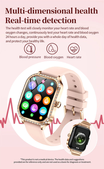 For Xiaomi Huawei New Women Smart Watch Heart Rate Blood Pressure Monitor Music Playback AI Voice Sports BT Calling SmartWatch