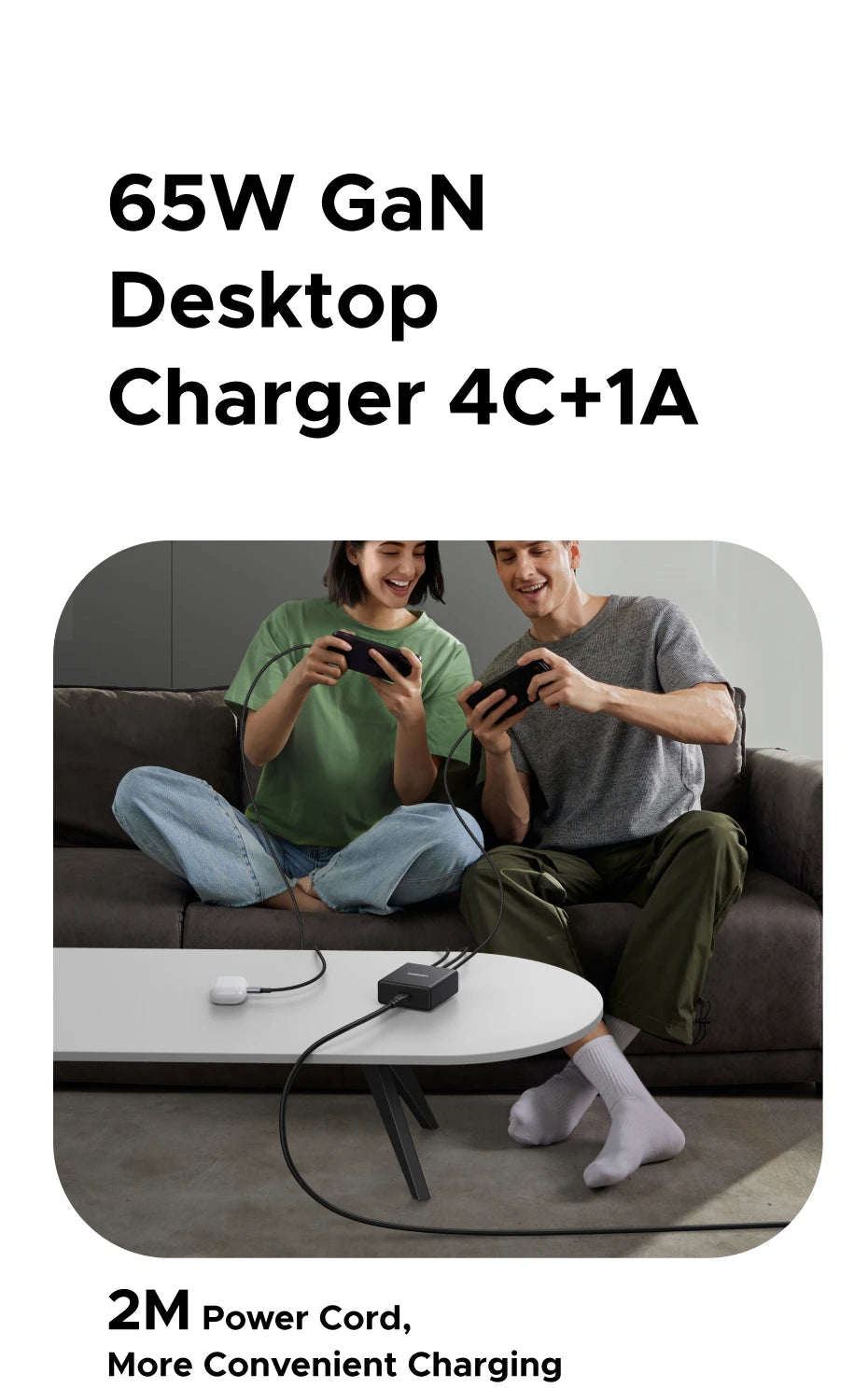 UGREEN 65W GaN Charger PPS QC4.0 PD3.0 5 IN 1 Desktop Charging Station For Phone 16 15 14 Pro Xiaomi Samsung Tablet Macbook Air
