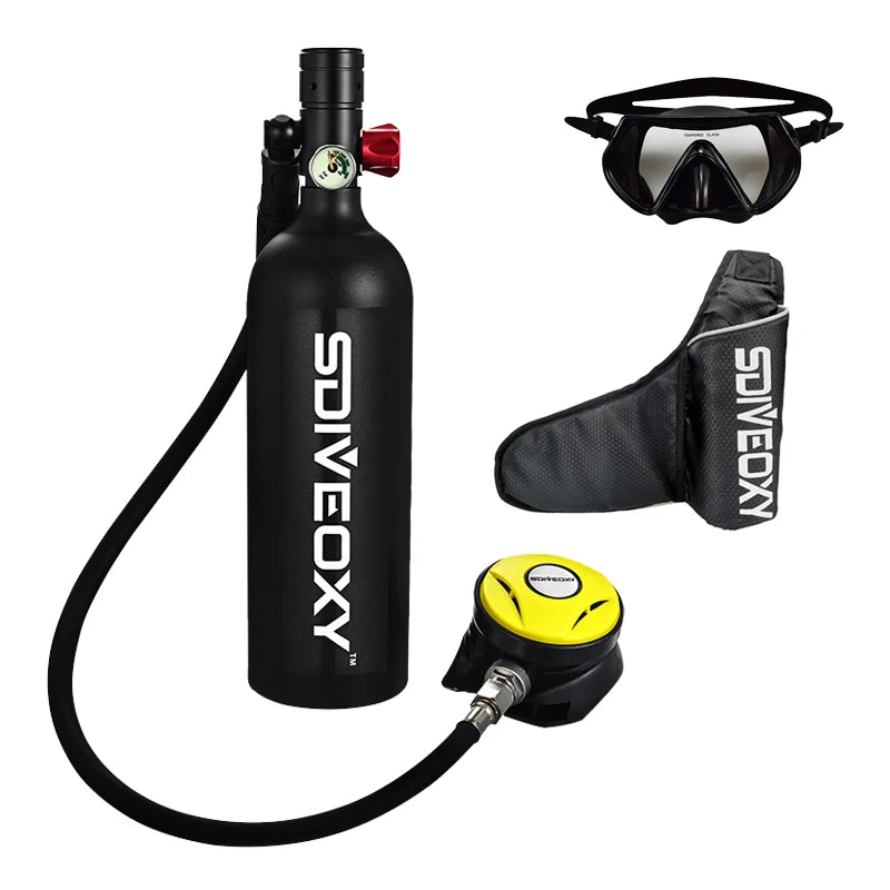 Scuba Diving Oxygen Tank  1L Cylinder Underwater Breather for  with Breathing Valve A Set - Universal Market