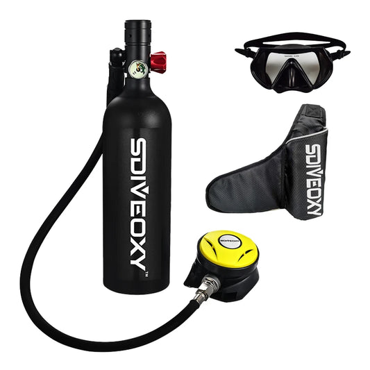 Scuba Diving Oxygen Tank  1L Cylinder Underwater Breather for  with Breathing Valve A Set - Universal Market