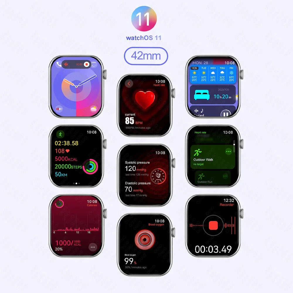 For Apple DT Watch X Mini Smart Watch 3D Menu Video AI Voice NFC Sports Record Health Test 1.85 Inch AMOLED Women Smartwatch