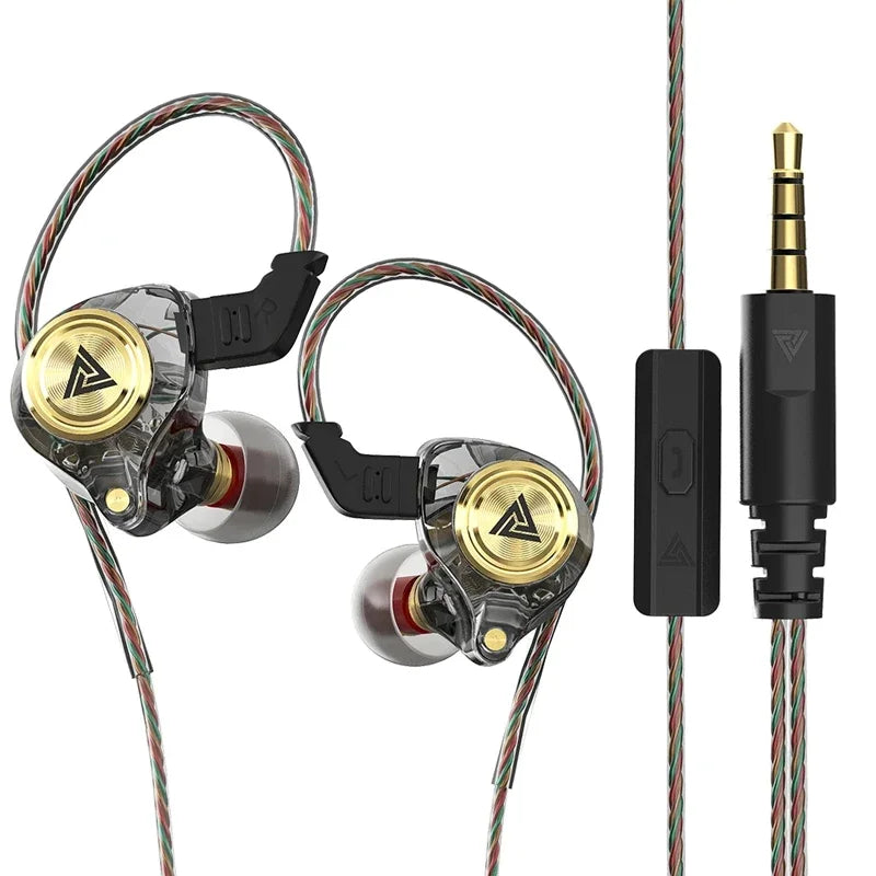 QKZ AK3 FiLe Wired Earphone with Microphone HiFi Music Monitor Bass Headphones Noise Cancelling Headset For Sport Gaming Earbuds - Universal Market