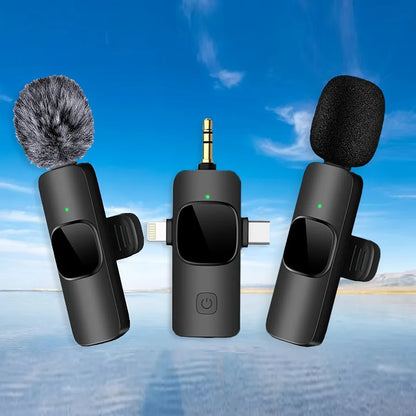 Wireless Microphone for iPhone Android Microphone Live Streaming Interviews mini Mic with Noise Reduction Audio Video Recording