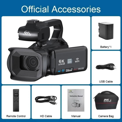 6K Professional Video Camera for Photography 18X Digital Zoom Night Vision Vlogging Camera 64MP WiFi Livestream Webcam Camcorder - Universal Market