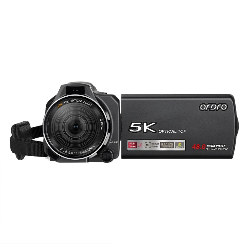ORDRO XV80 Live Streams Digital Camera Camcorder 4K 12X Optical Zoom Big Touchscreen for Photograph YouTube Videos - Universal Market