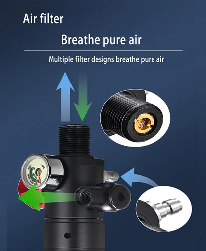 Scuba Diving Oxygen Tank  1L Cylinder Underwater Breather for  with Breathing Valve A Set - Universal Market