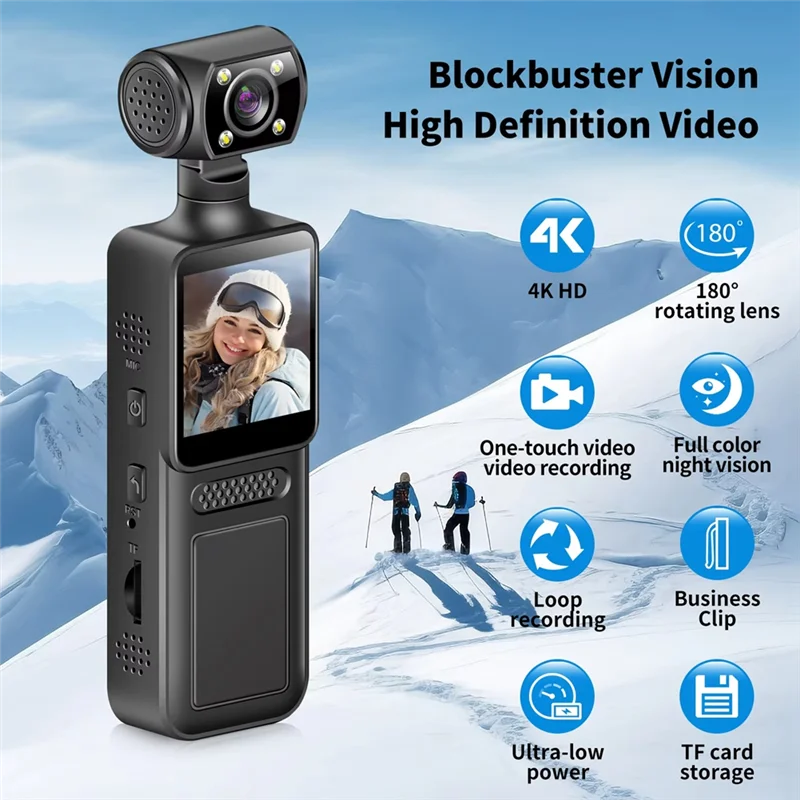 4K Pocket Action Camera 4K HD Sports Camcorder Camera 180 Rotate Mini Wifi Camera With Waterproof Case Motion Camera 128G