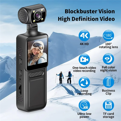 4K Pocket Action Camera 4K HD Sports Camcorder Camera 180 Rotate Mini Wifi Camera With Waterproof Case Motion Camera 128G