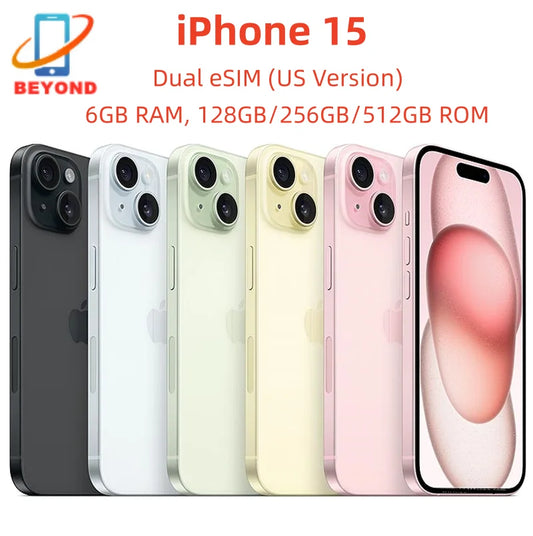 iPhone 15 Dual eSIM 6.1" Genuine Super Retina XDR OLED 128/256/512GB ROM 6GB RAM Face ID NFC A16 Original 98% New 5G Cell Phone - Universal Market