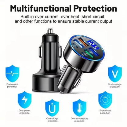 300W USB Car Charger PD QC3.1 USB C Car Phone Charger Type C Adapter for iPhone Samsung Huawei Xiaomi Quick Charge ﻿