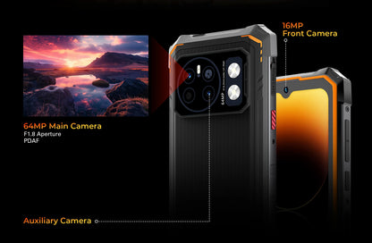 [World Premiere] HOTWAV Cyber 13 Rugged Phone 150LM Flashlight 8GB 128GB Smartphone 6.6'' HD+ 10800mAh 64MP Android 14 Cellphone